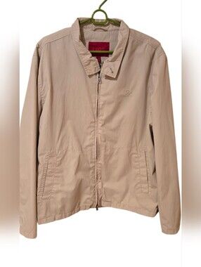 Izod Men's Beige Casual Zip-Front Jacket Modern Vintage Y2K Size XL